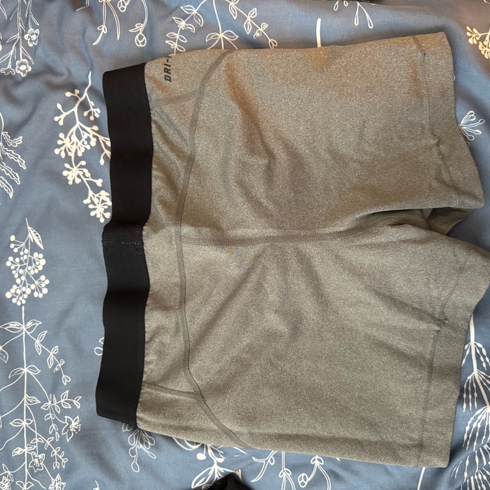 Nike Pro Gray Athletic Shorts with Black Waistband